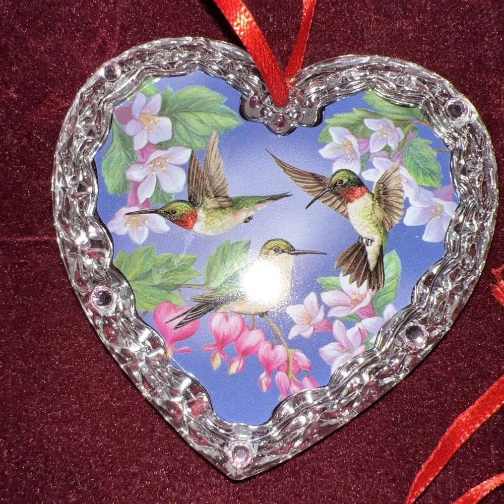 Collection of 6 Danbury Mint‎ Song Bird Crystal Christmas Ornaments